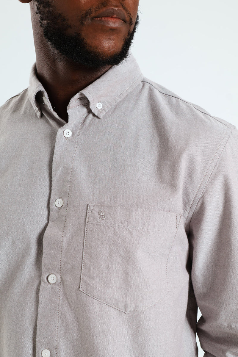 Long Sleeve Oxford Shirt - Light Brown