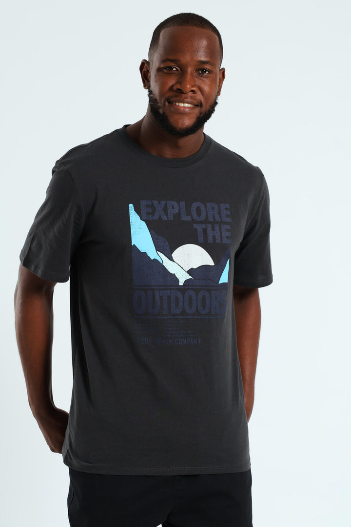 Explore The Outdoor Tee - Gunmetal