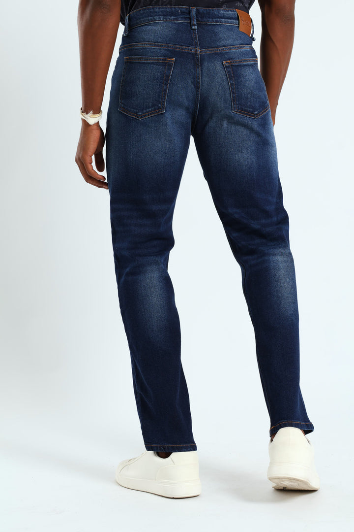 Worn In Straight Denim - Dark Wash