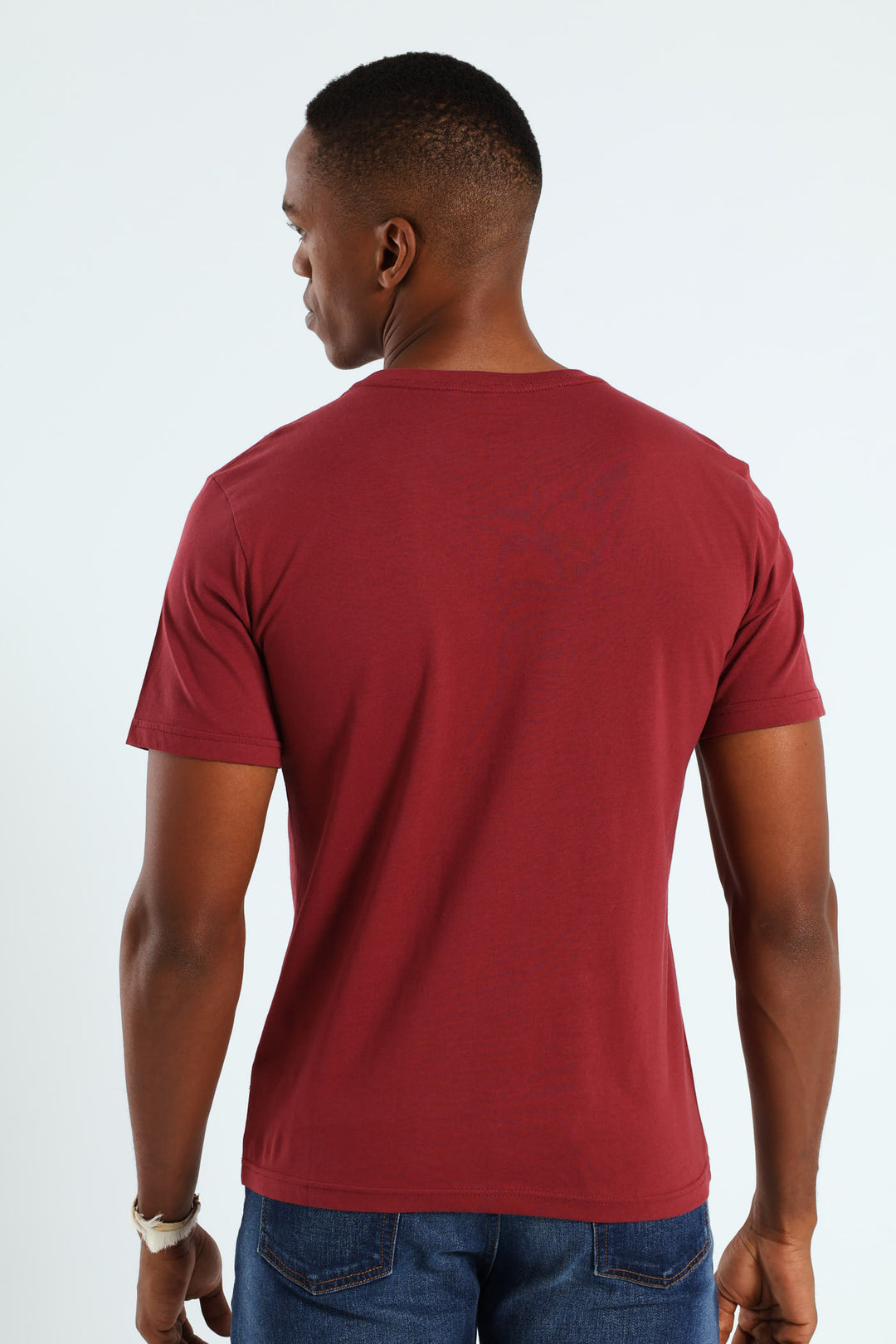 Vintage Blue Jeans Tee - Burgundy
