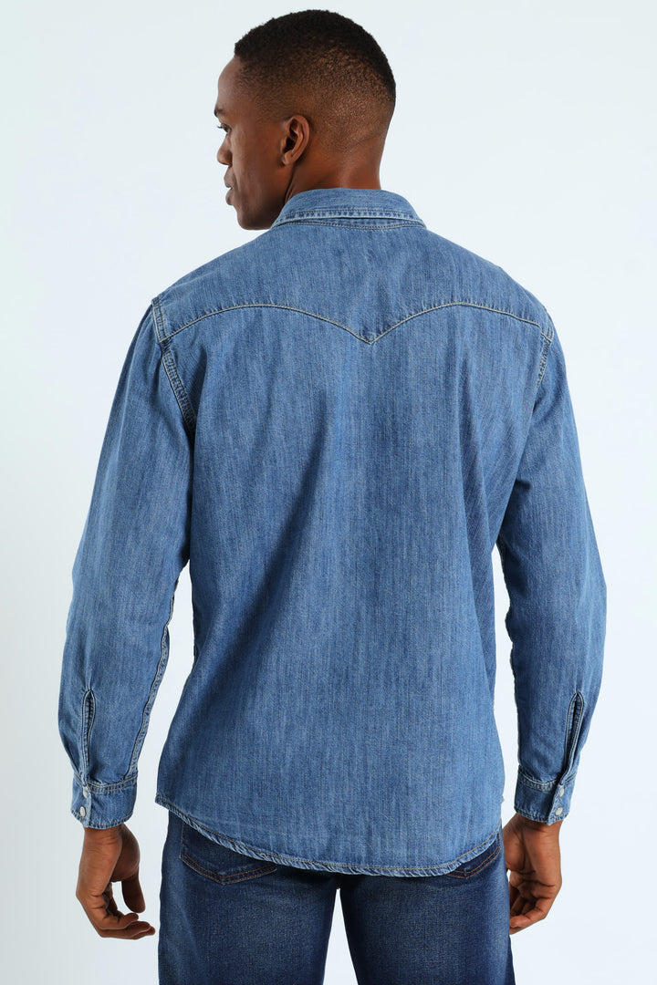 Classic Western Za Shirt - Dark Wash