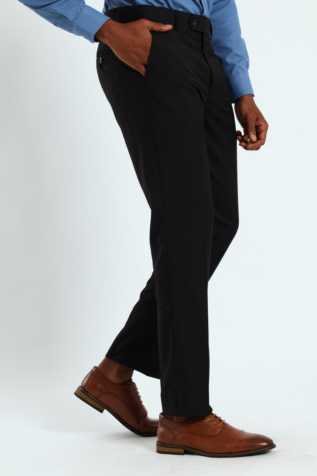 Regular Fit Viscose Blend Suit Trouser - Black