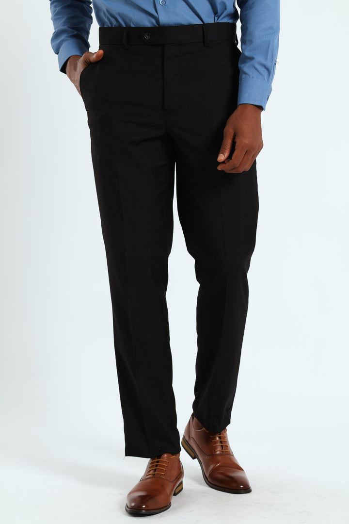 Regular Fit Viscose Blend Suit Trouser - Black