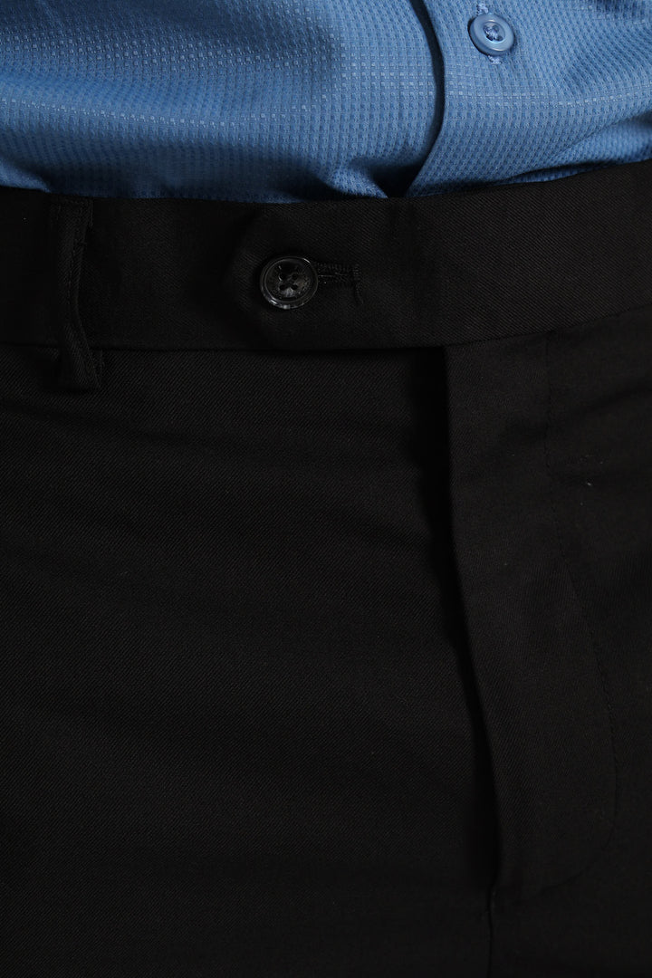 Regular Fit Viscose Blend Suit Trouser - Black