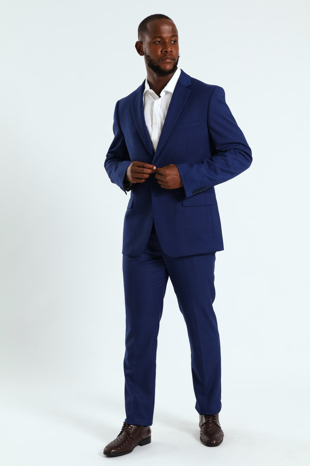 Regular Check Suit Jacket - Royal Blue
