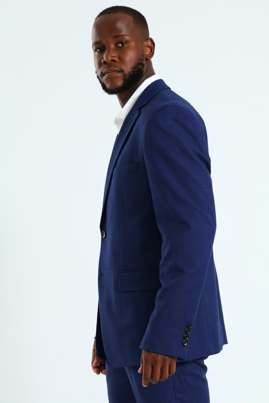 Regular Check Suit Jacket - Royal Blue