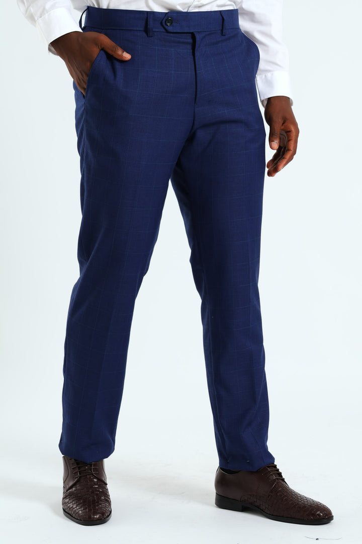 Regular Check Suit Trouser - Royal Blue