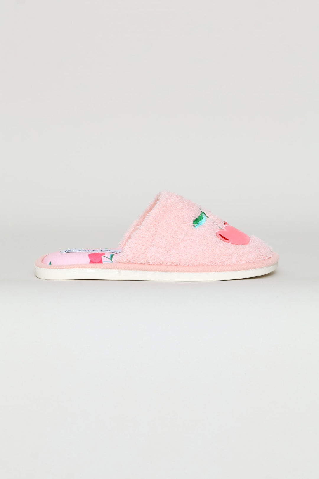 Cherry Embroidered Slipper - Pink