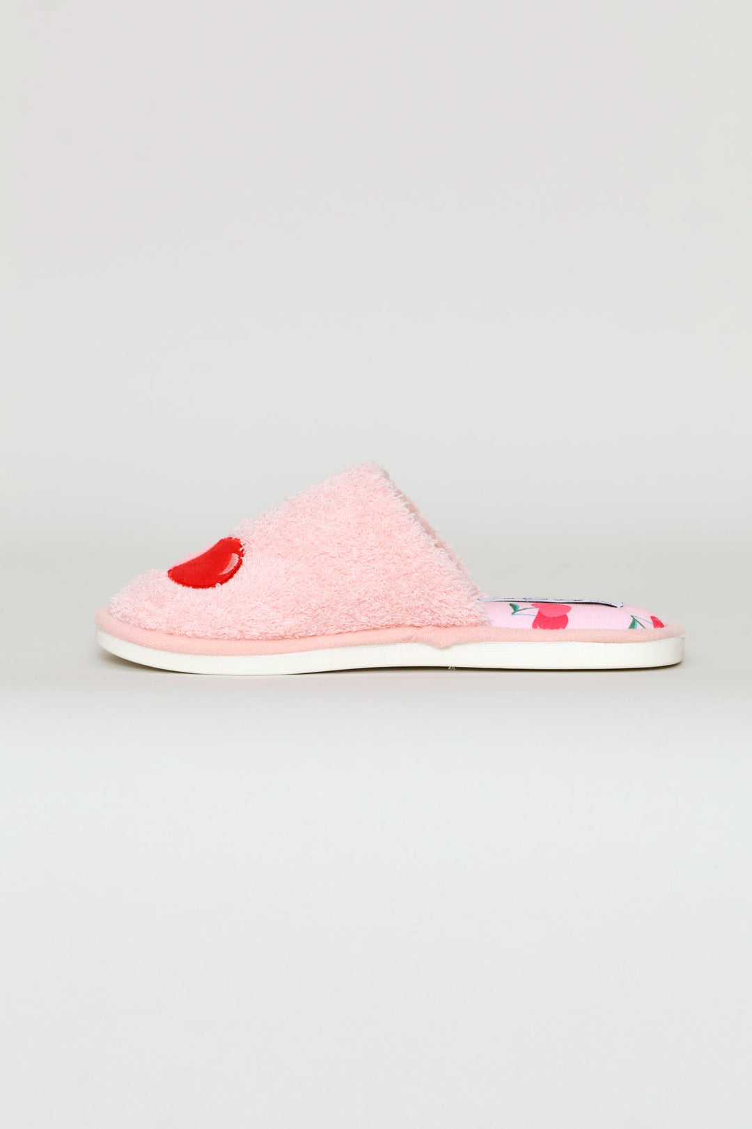 Cherry Embroidered Slipper - Pink