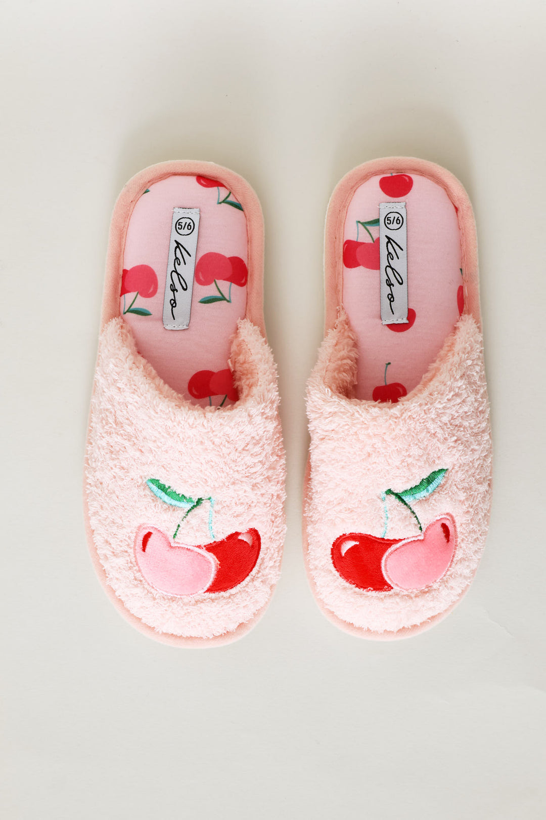 Cherry Embroidered Slipper - Pink
