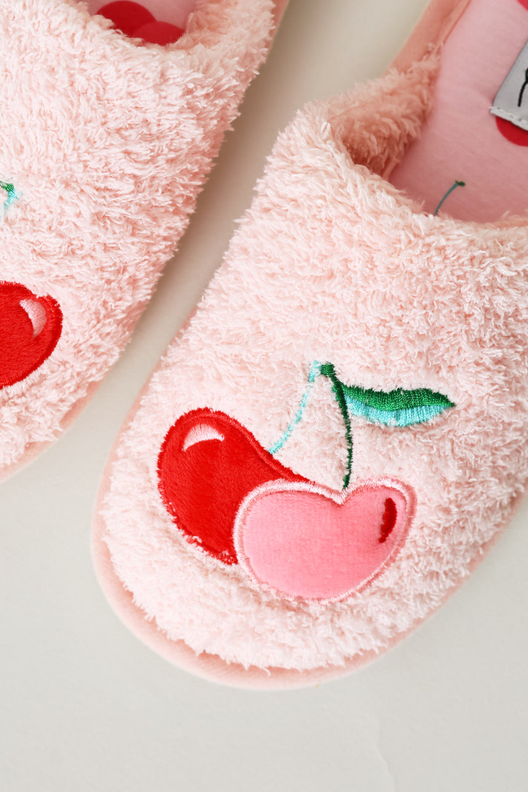 Cherry Embroidered Slipper - Pink