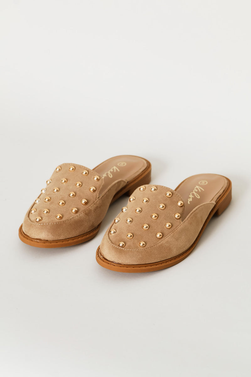 Studded Push-In Slip On - Natural