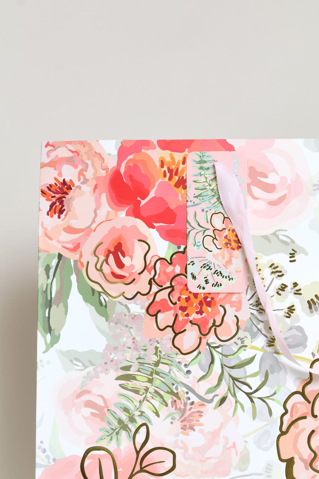 Large Dot Rose Gift Bag - Blue/Pink