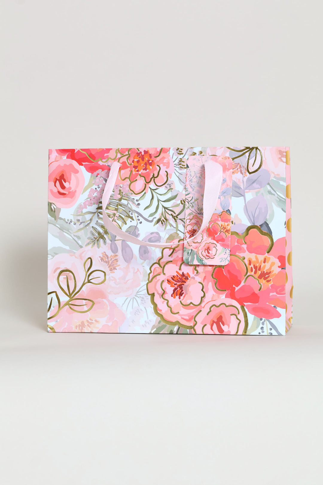 Small Dot Rose Gift Bag - Blue/Pink