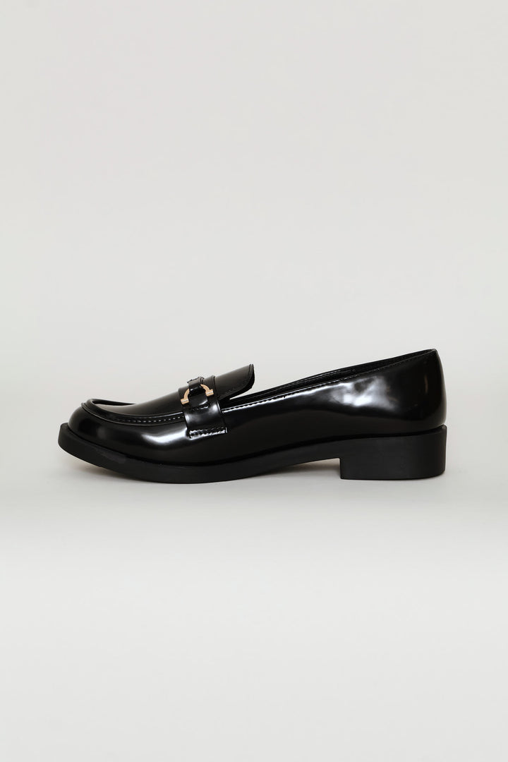 Gold Trim Detail Smart Loafer - Black