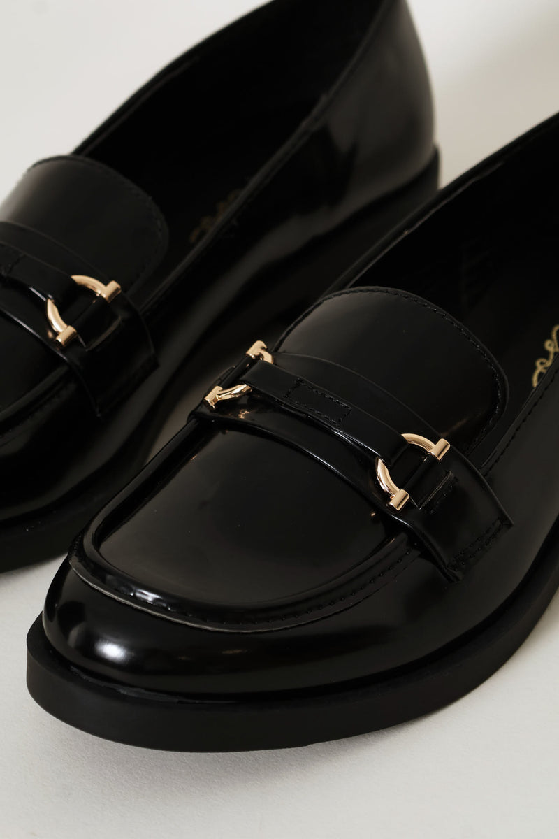 Gold Trim Detail Smart Loafer - Black