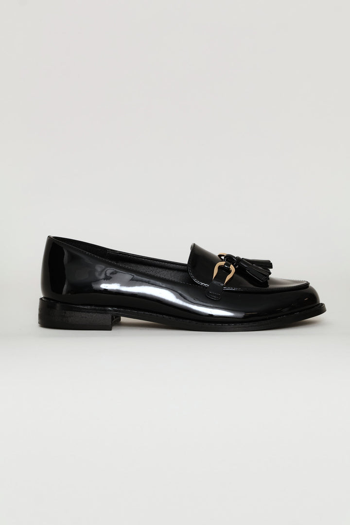 Trim And Tassle Detail Loafer - Black
