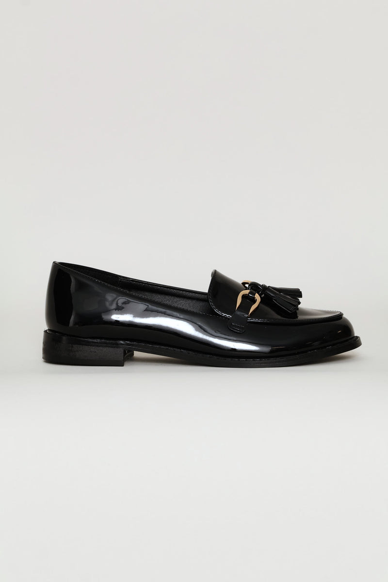 Trim And Tassle Detail Loafer - Black