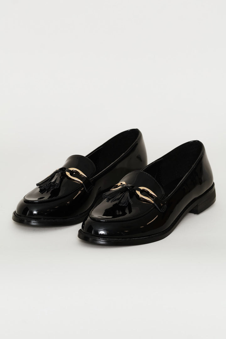 Trim And Tassle Detail Loafer - Black