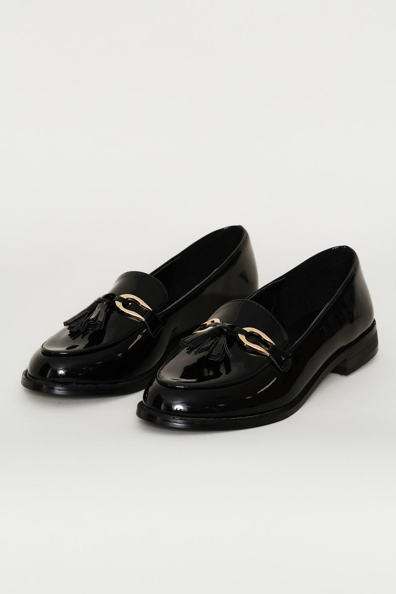Trim And Tassle Detail Loafer - Black