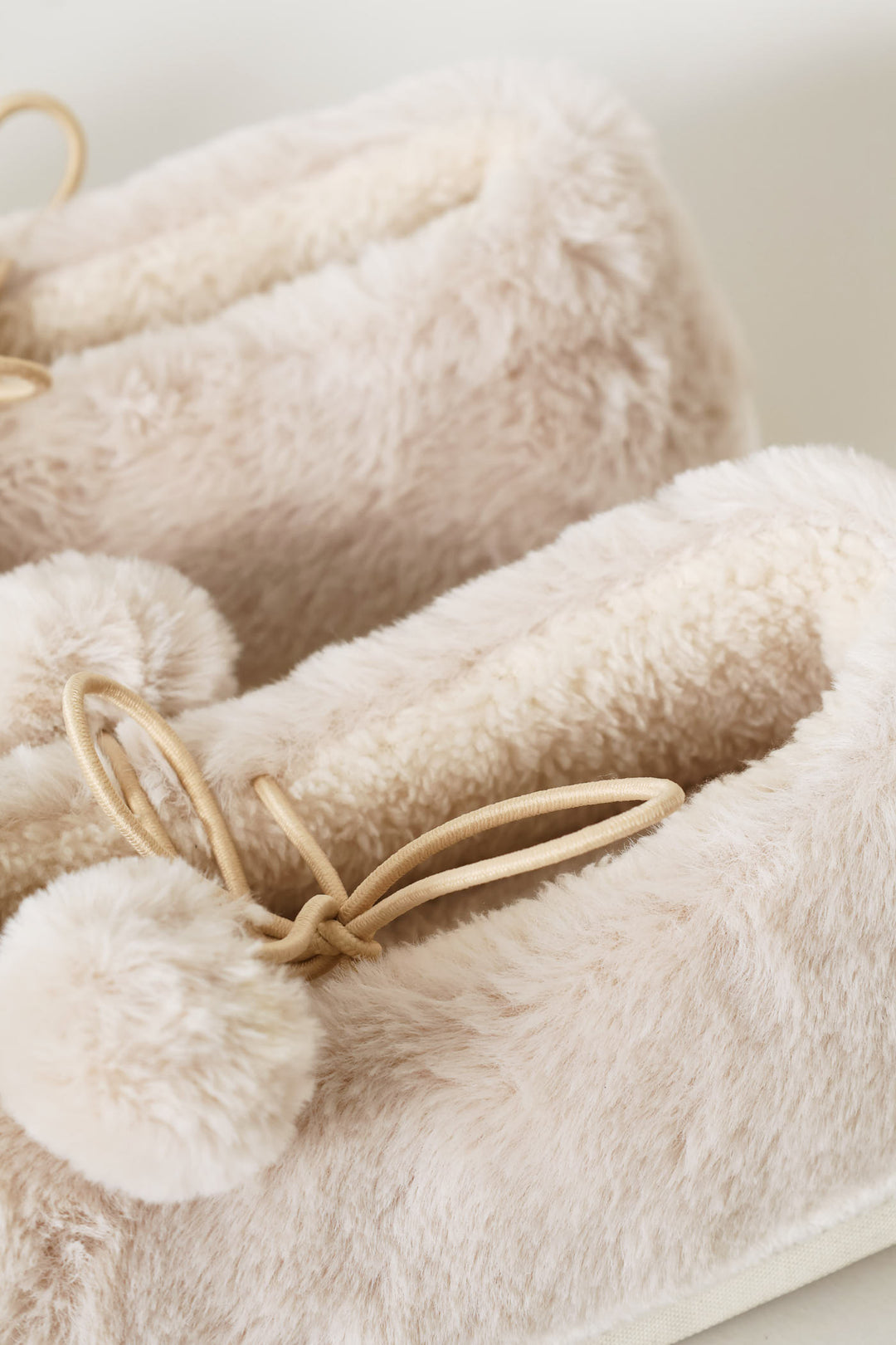 Pom Pom Furry Pump Slipper - Stone