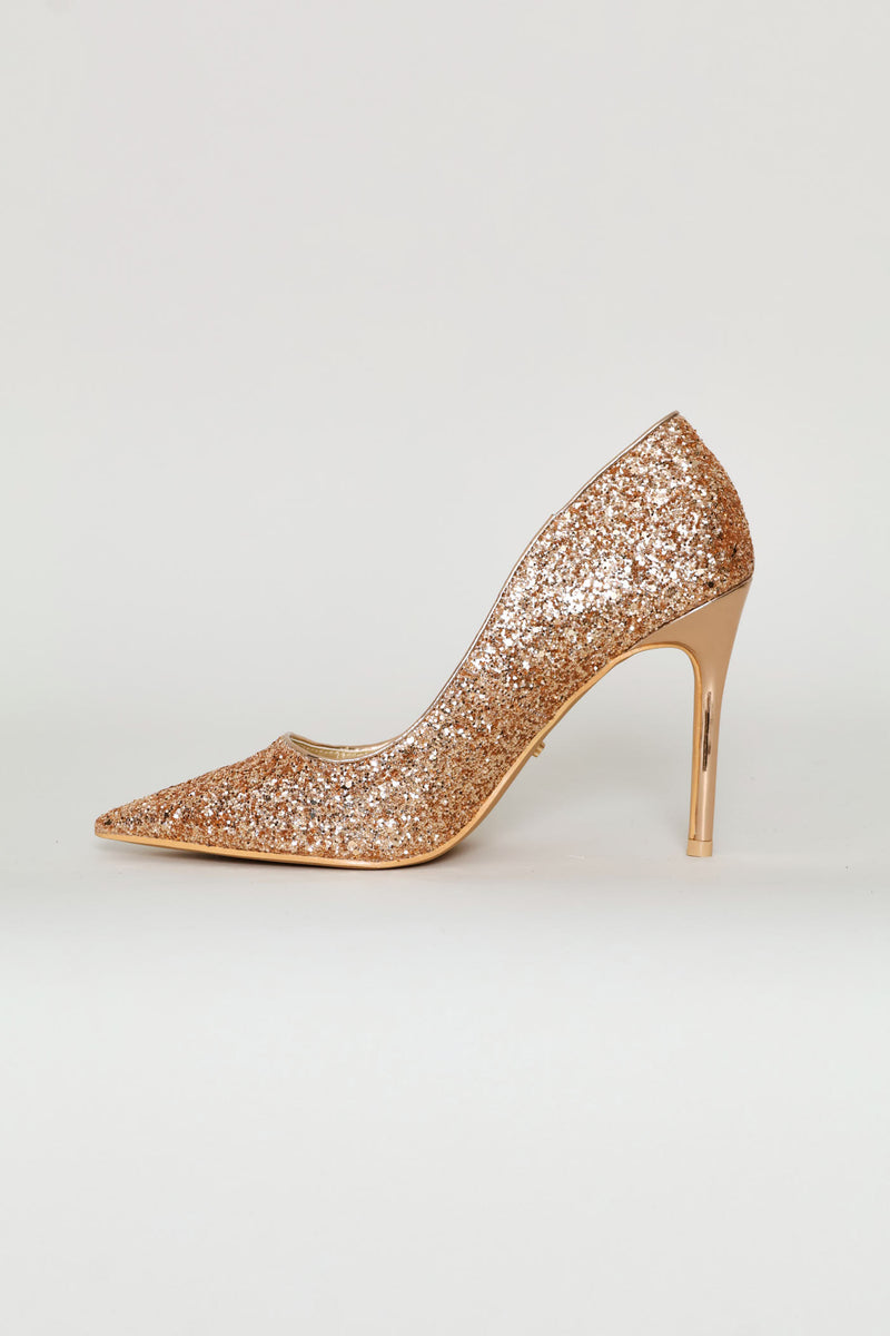 Sequin Stiletto Heel - Rose Gold