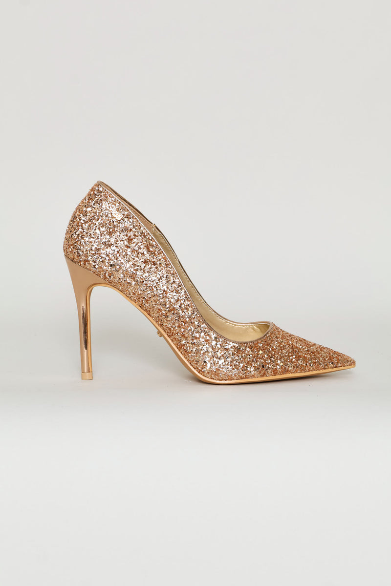 Sequin Stiletto Heel - Rose Gold