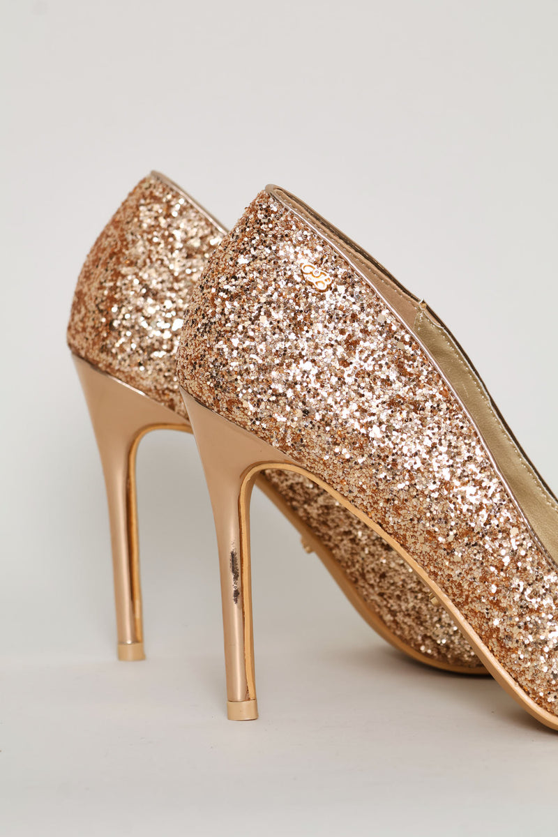 Sequin Stiletto Heel - Rose Gold
