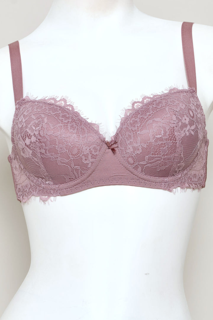 Lightly Padded Balconette Bra - Mauve