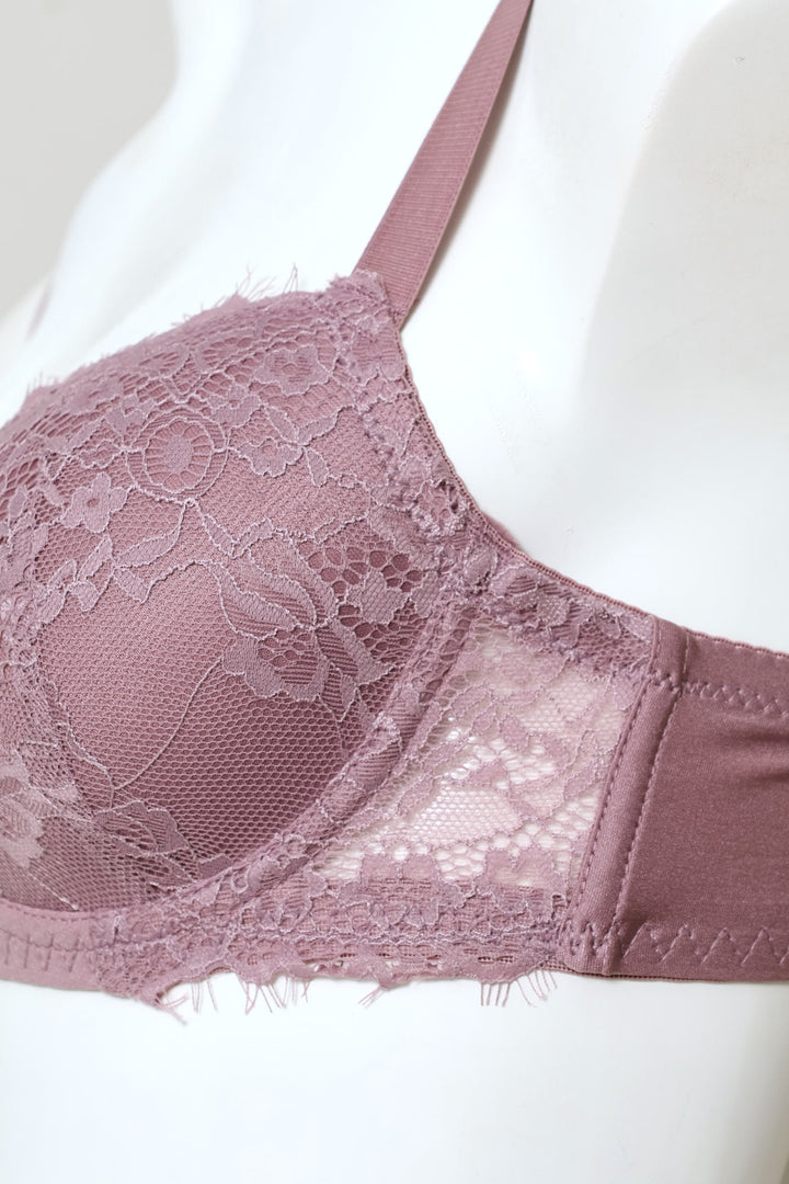 Lightly Padded Balconette Bra - Mauve