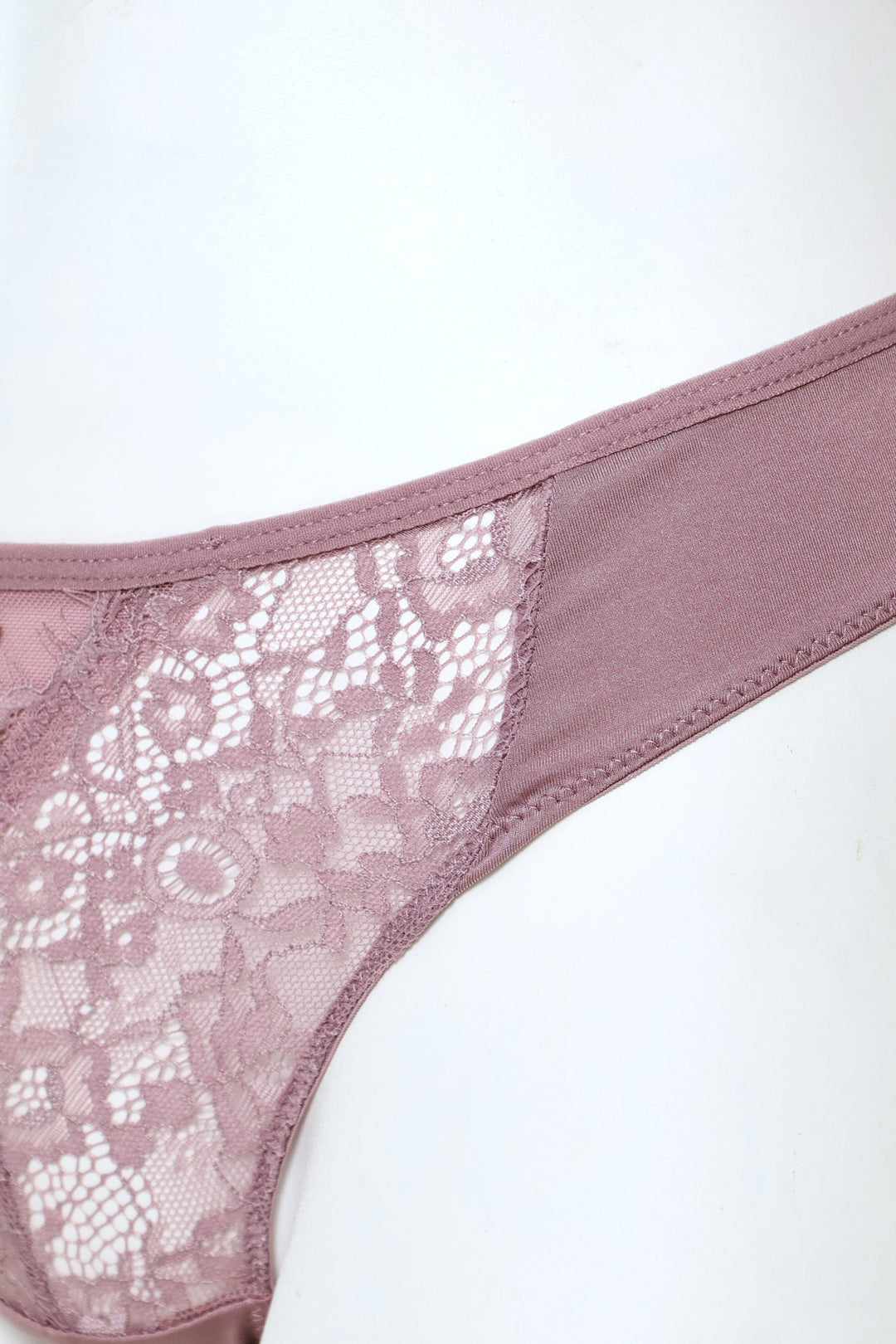 Cord Lace Thong Panty - Mauve