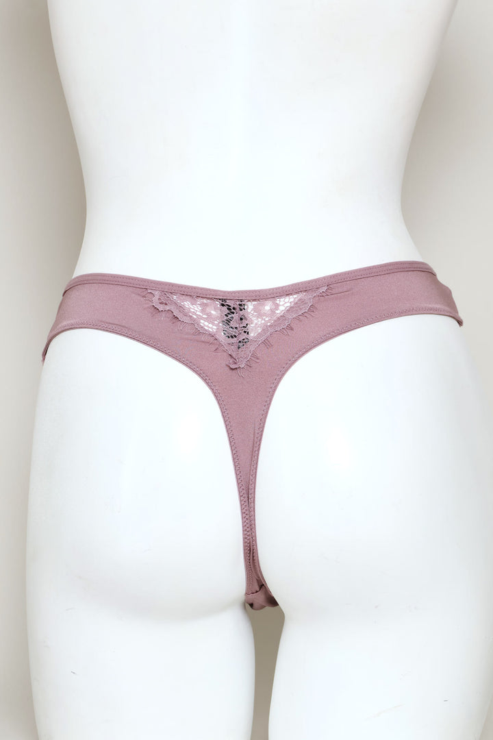 Cord Lace Thong Panty - Mauve