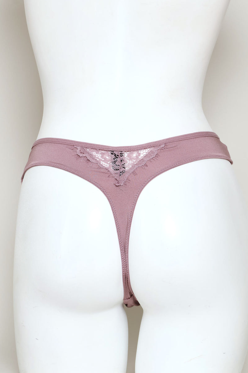 Cord Lace Thong Panty - Mauve
