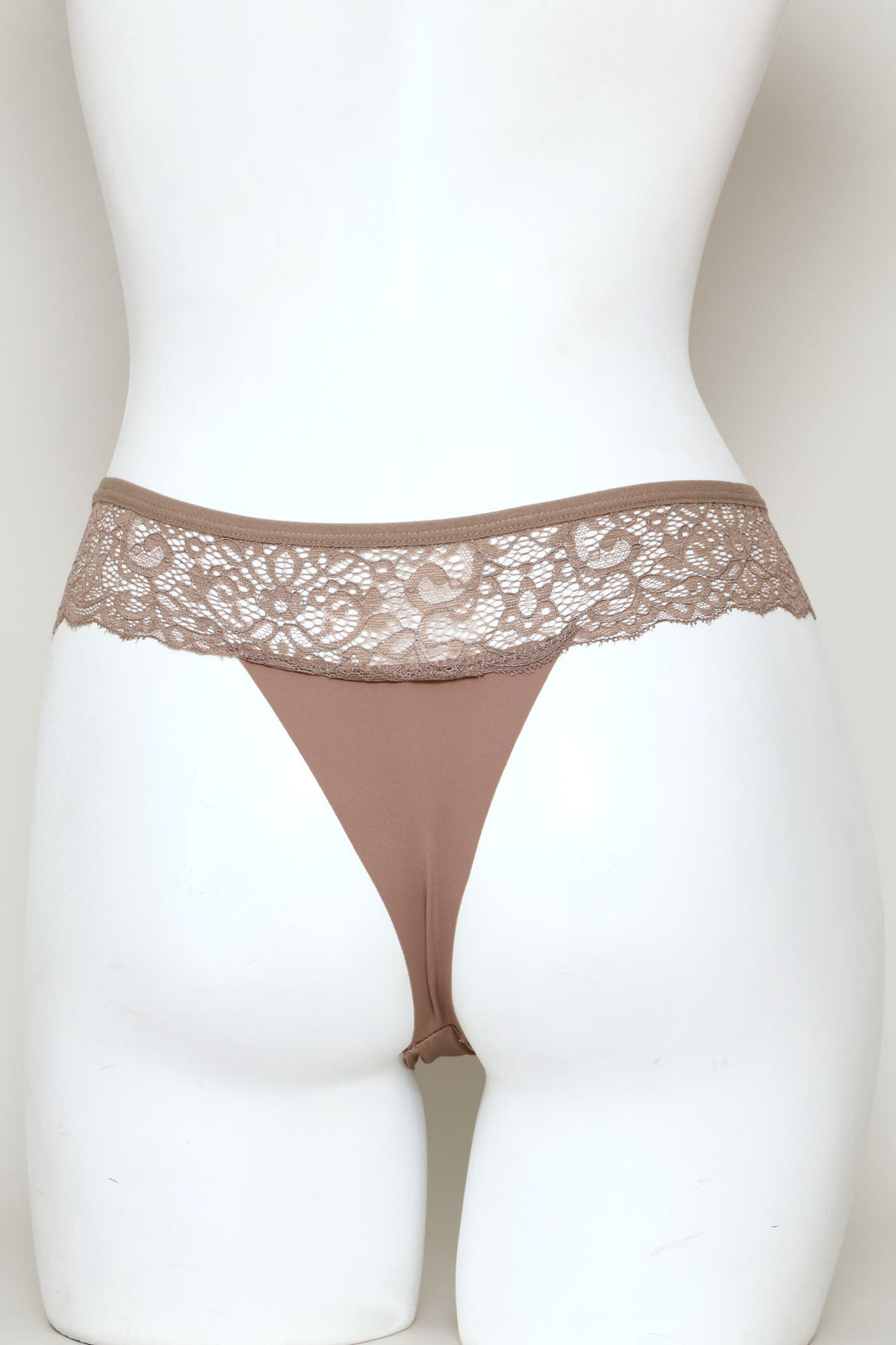 3 Pack Lace Thong Panties - Brown/Port/Nude