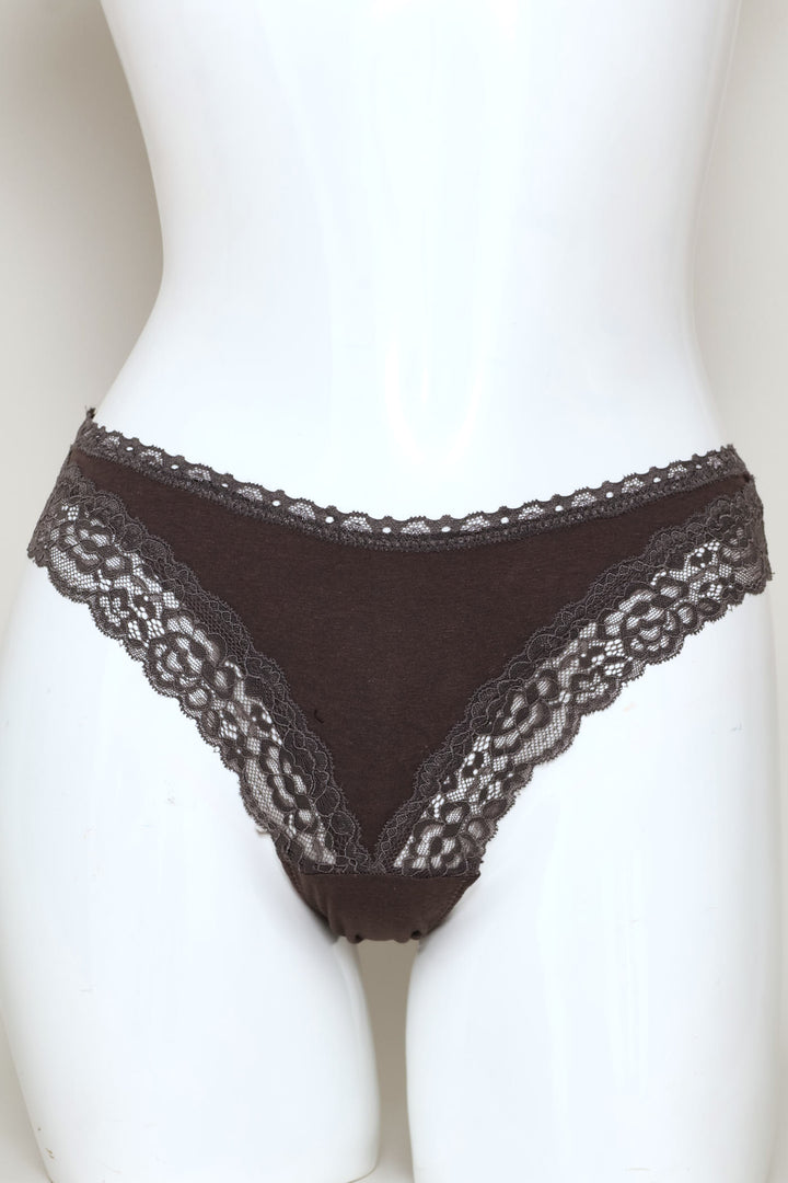 3 Pack Cotton Brazilian Panties - Brown/Sage/Oatmeal