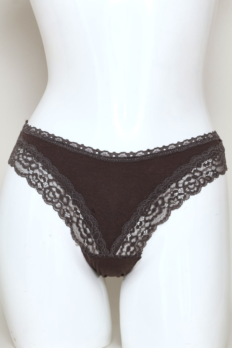 3 Pack Cotton Brazilian Panties - Brown/Sage/Oatmeal