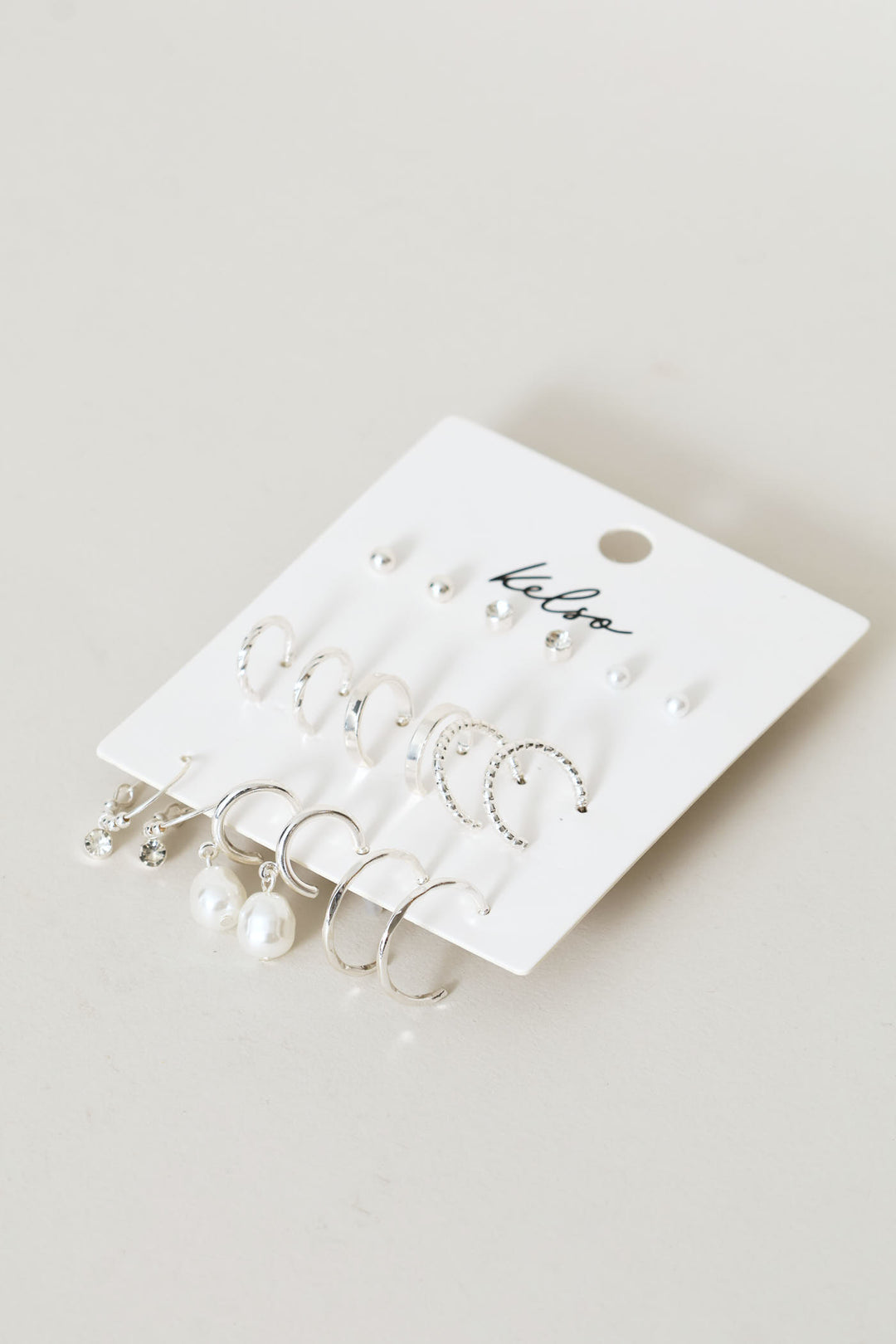 9 Pack Small Hoops & Studs Earrings - Silver