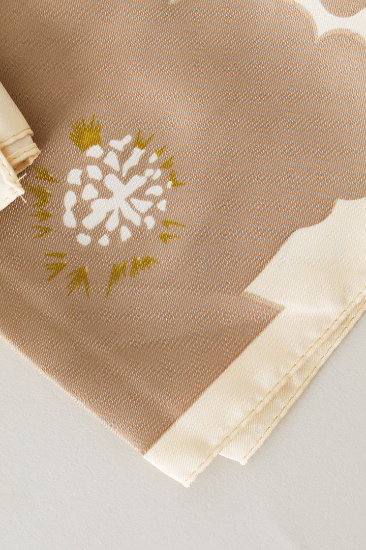 Floral Satin Feel Scarf - Stone