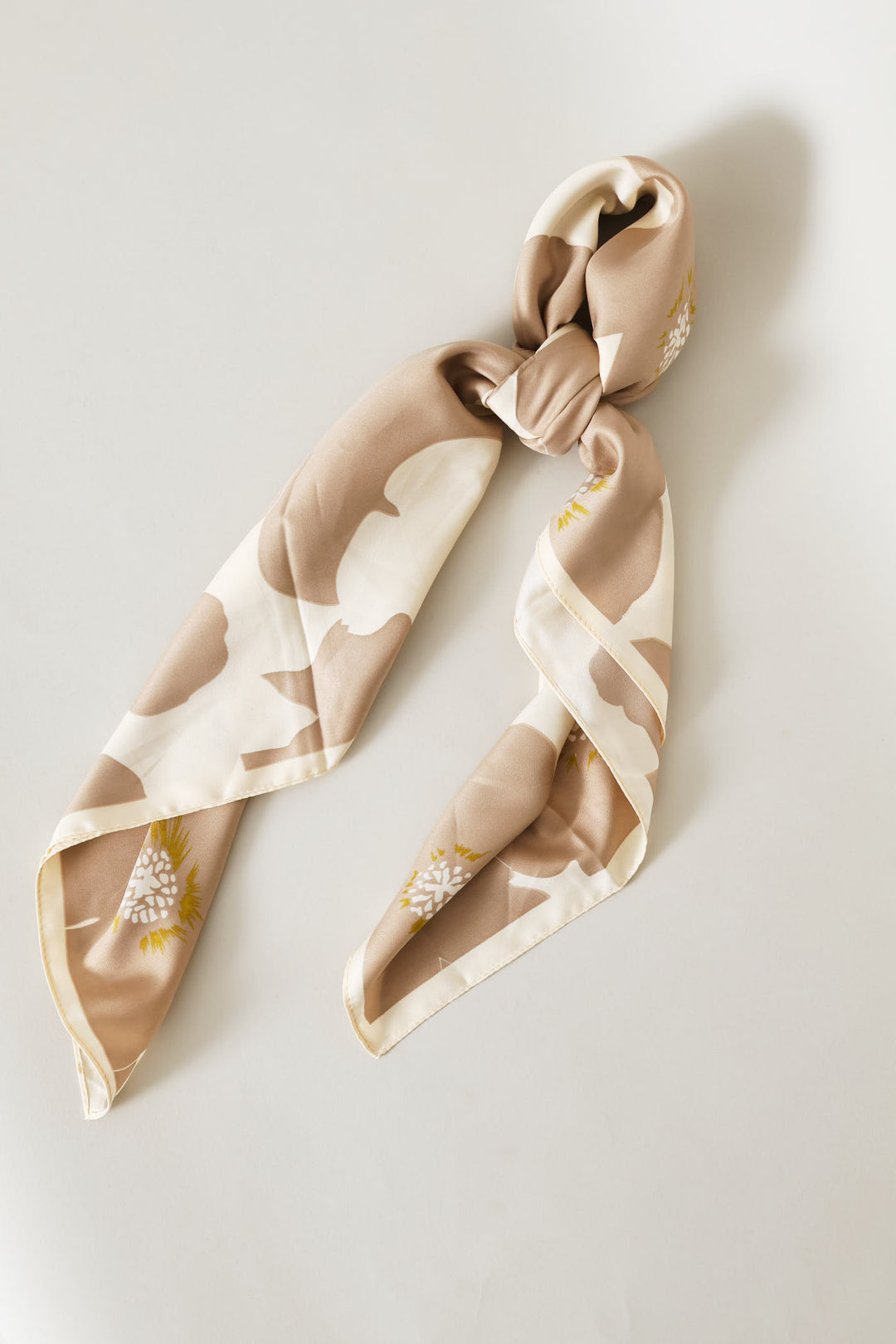 Floral Satin Feel Scarf - Stone