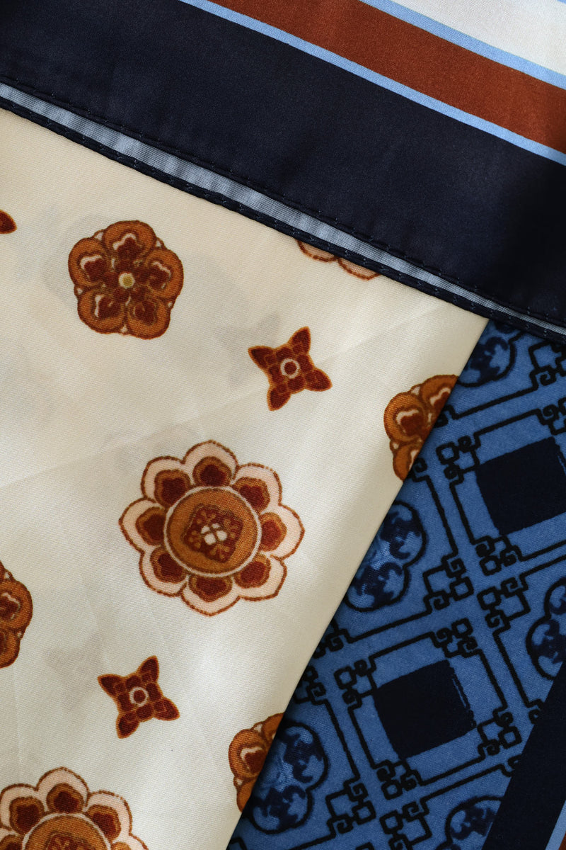 Tile Print Satin Feel Scarf - Blue