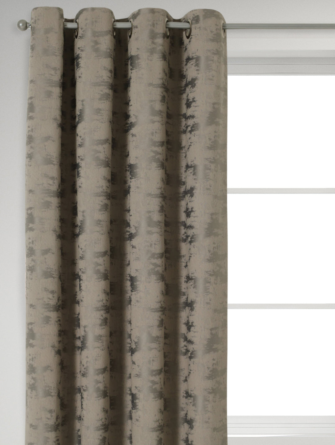 Eyelet Lined Jacquard Marble Curtain - Charcoal