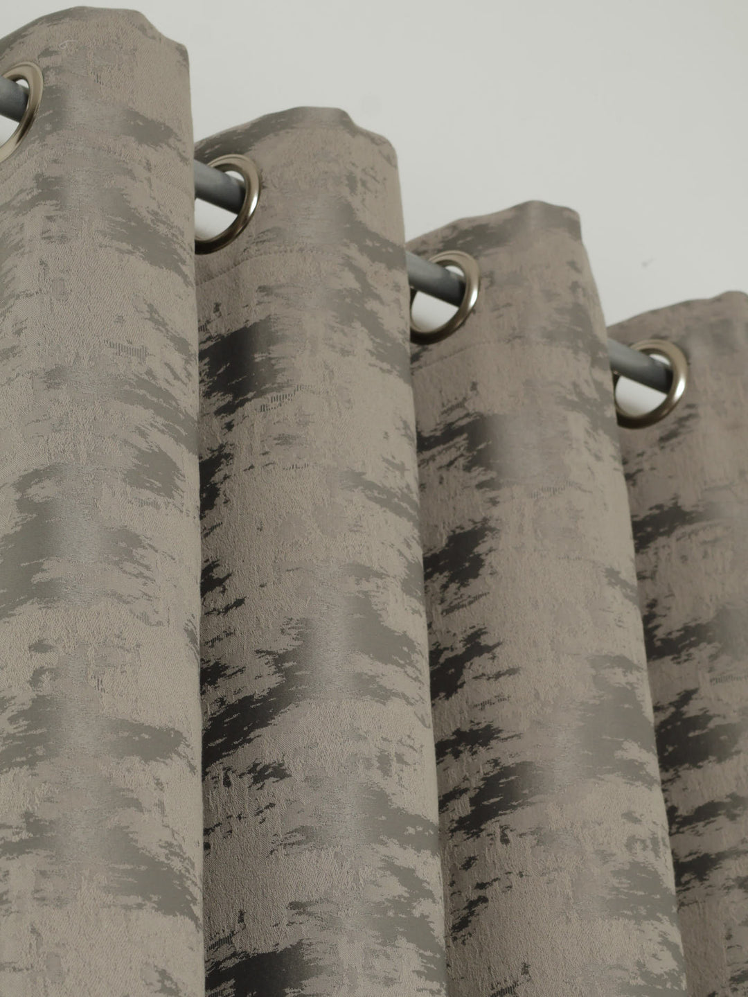 Eyelet Lined Jacquard Marble Curtain - Charcoal
