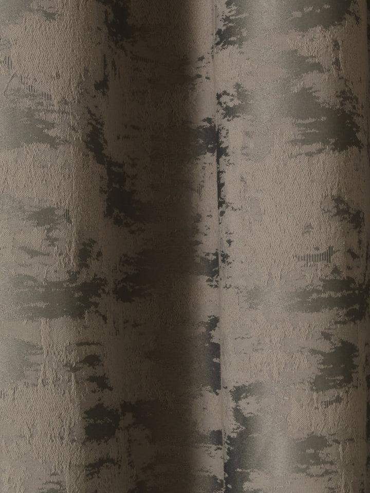 Eyelet Lined Jacquard Marble Curtain - Charcoal