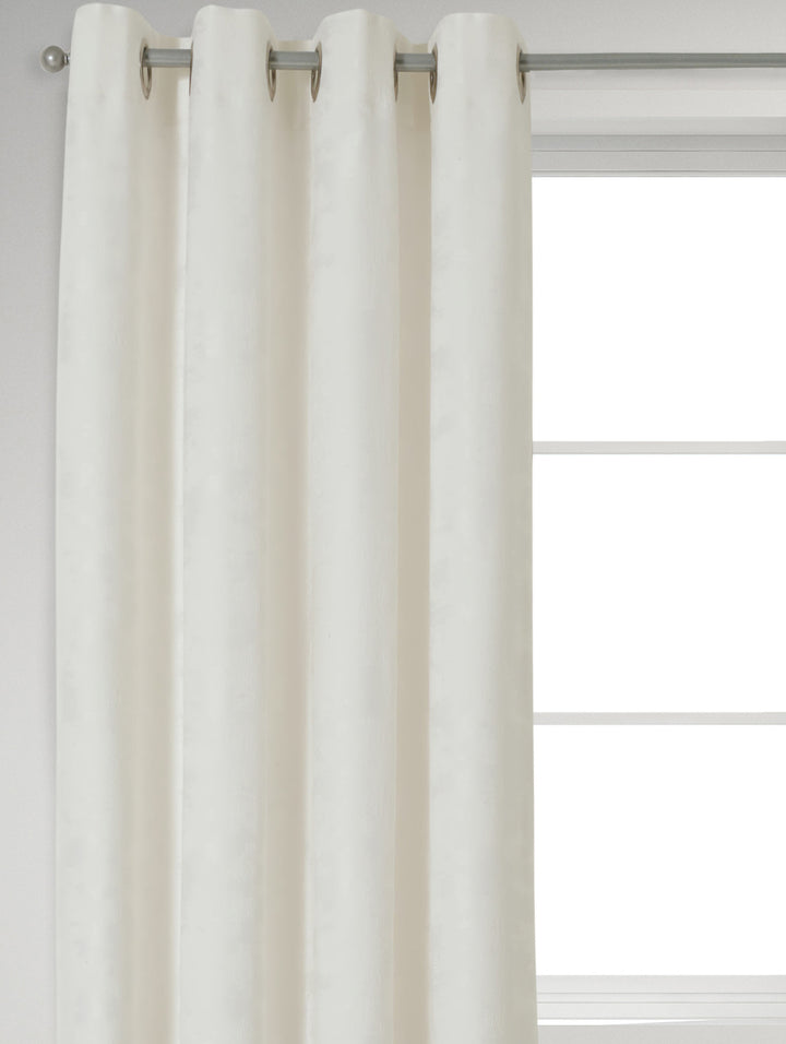 Eyelet Lined Jacquard Marble Curtain - White