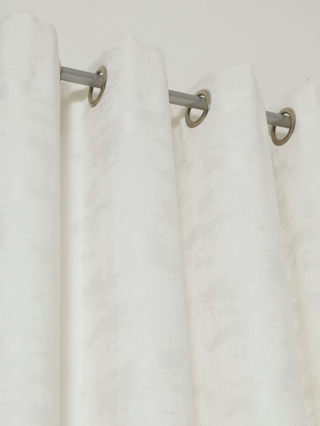 Eyelet Lined Jacquard Marble Curtain - White
