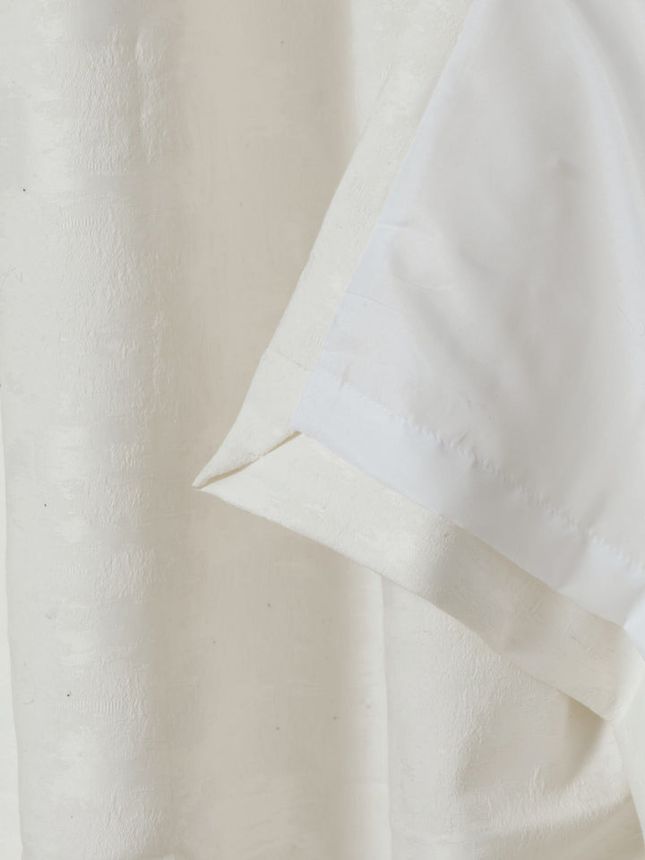 Eyelet Lined Jacquard Marble Curtain - White