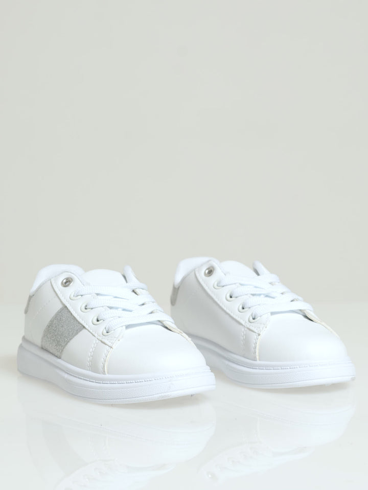 Girls Silver Sneaker - White