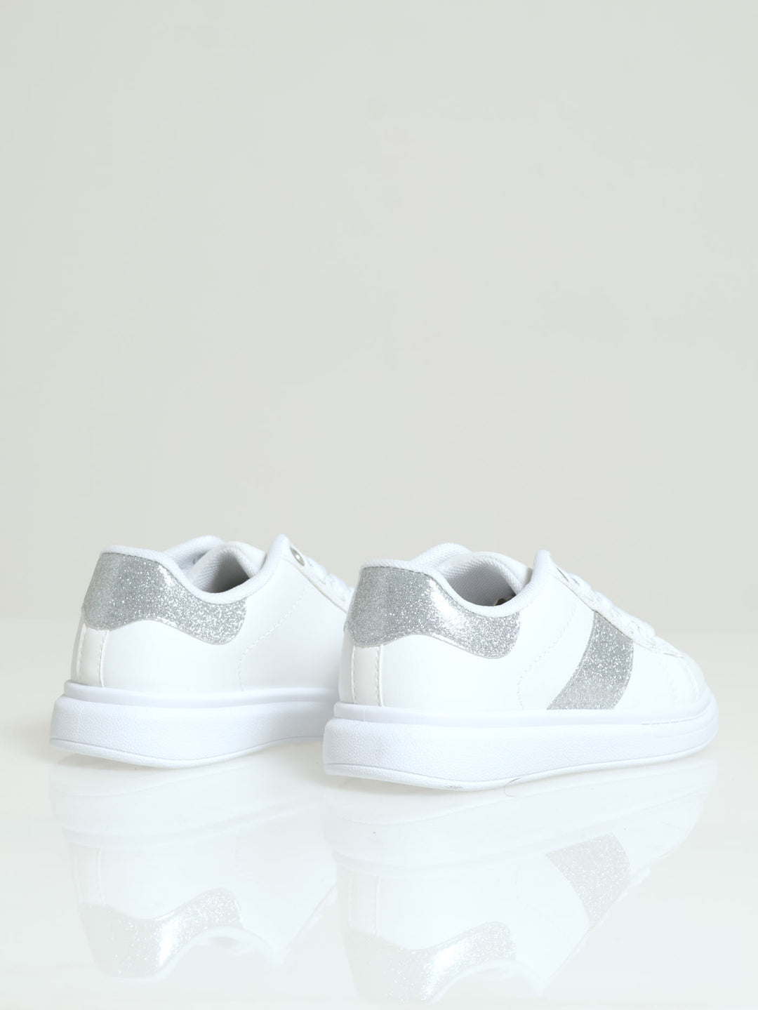 Girls Silver Sneaker - White