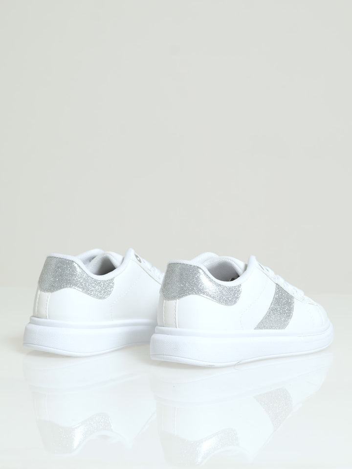 Girls Silver Sneaker - White