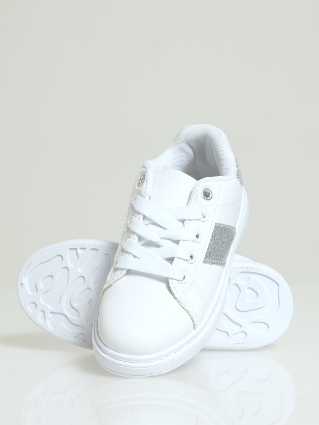 Girls Silver Sneaker - White